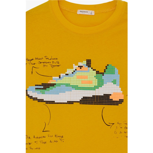 Boys T-Shirt Colored Shoes Printed Mustard Yellow (9-16 Years)