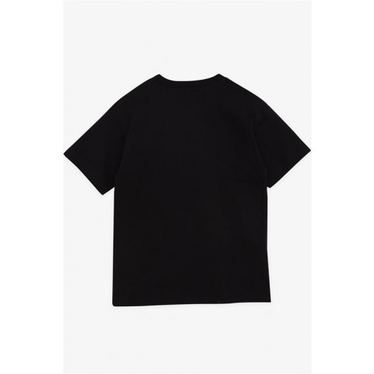 Boy's Black Printed T-Shirt (4-8 Years)