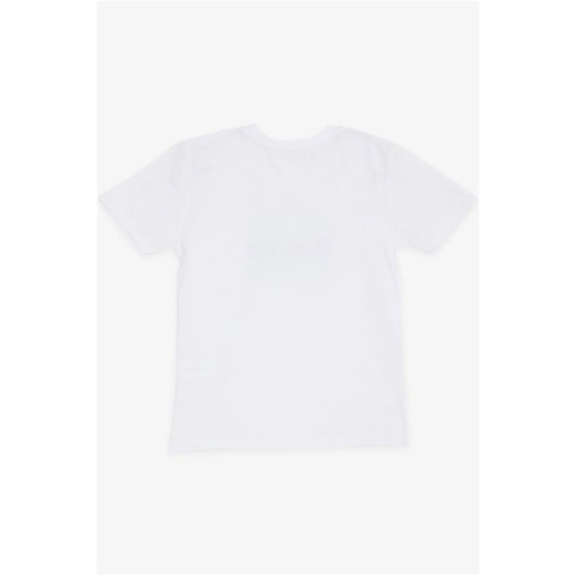 Boys T-Shirt Colored Text Printed White (8-14 Years)