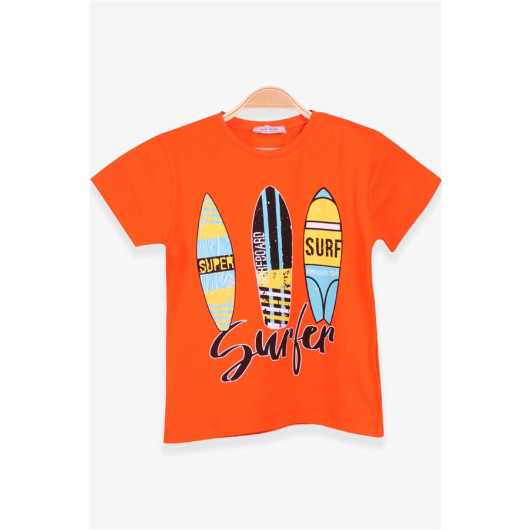Boys T-Shirt Surfboard Printed Orange (3 Years)