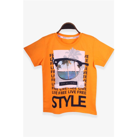 Boy's T-Shirt Holiday Themed Orange (9-12 Years)