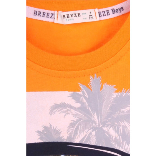 Boy's T-Shirt Holiday Themed Orange (9-12 Years)