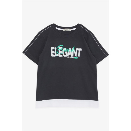Boys T-Shirt Anthracite With Text Print (8-14 Years)