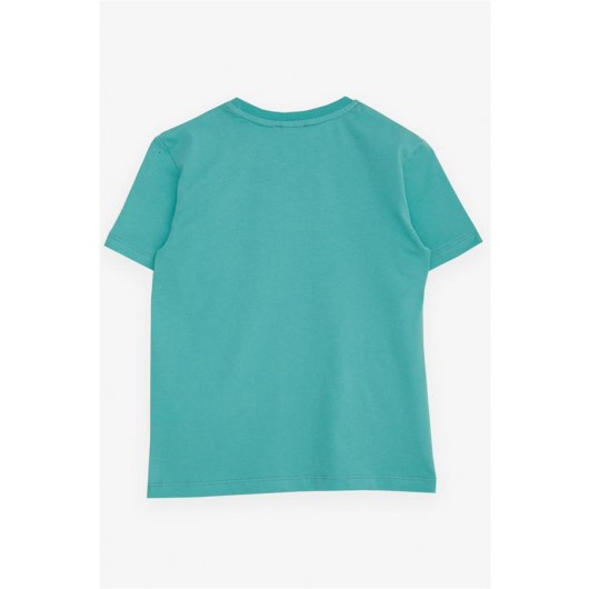 Boy's T-Shirt With Half Sleeves Printed In Light Green Color (8-14 Years)