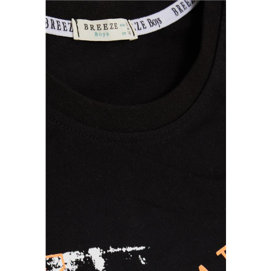 Boys T-Shirt With Text Print Black (10-16 Ages)