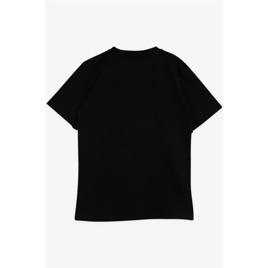 Boys T-Shirt Black (9-16 Years) With Text Print