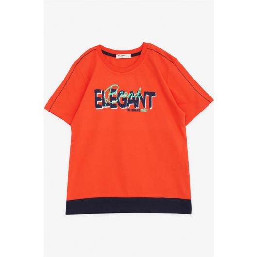 Boy's T-Shirt, Printed In Orange Color (8-14 Years)