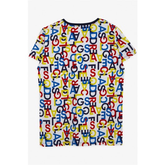 Boy's T-Shirt, Text Pattern Mixed Color (9-14 Years)