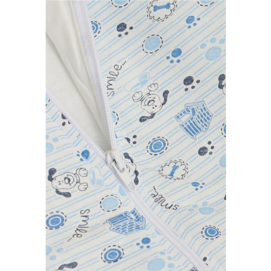 Boy's Sleeping Bag Happy Puppy Patterned Baby Blue (Age 2-4)