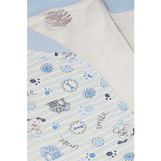 Boy's Sleeping Bag Happy Puppy Patterned Baby Blue (Age 5-7)