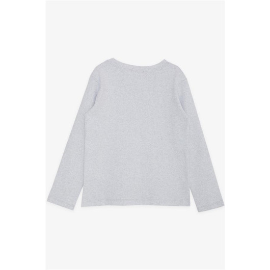 Boy's Long Sleeve T-Shirt Basic Light Gray Melange (Age 4-8)