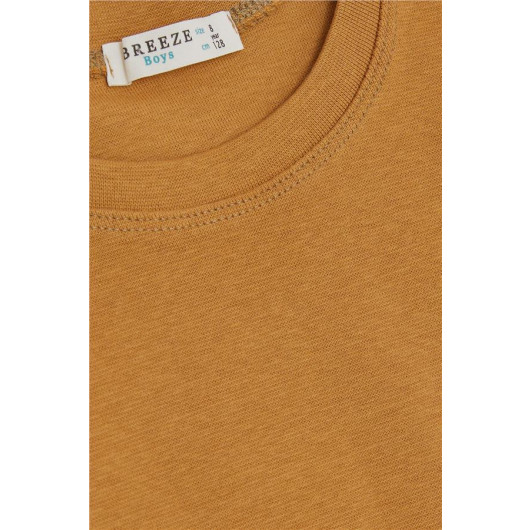 Boy's Long Sleeve T-Shirt Basic Light Brown (Ages 4-8)