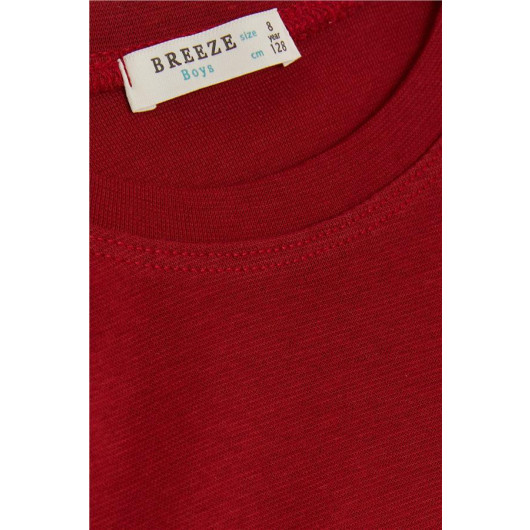Boy's Long Sleeve T-Shirt Basic Claret Red (Age 5-9)
