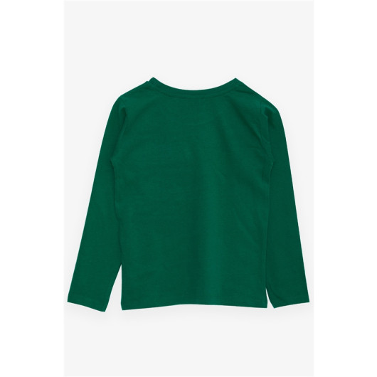Boy's Long Sleeved T-Shirt With Pocket Zipper Green (5-10 Years)