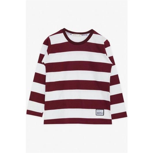 Boy's Long-Sleeved T-Shirt, Red And White Striped (8-12 Years)
