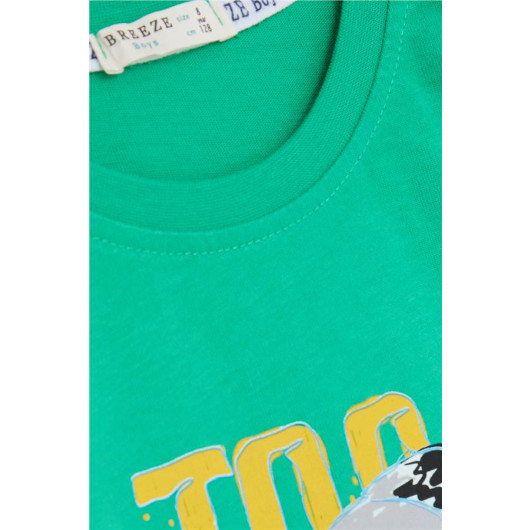 Boy's Long Sleeve T-Shirt Cool Puppy Printed Green (Age 5)