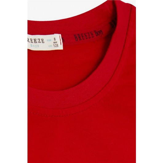 Boy's T-Shirt With Long Sleeves Printed Color Red (4-8 Years)