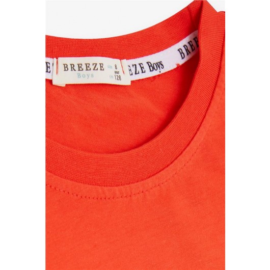 Boy's Long Sleeves Printed T-Shirt Orange (4-8 Years)