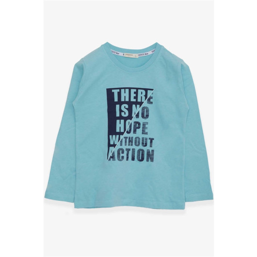 Boys Long Sleeve T-Shirt Light Blue With Text Print (6-12 Ages)