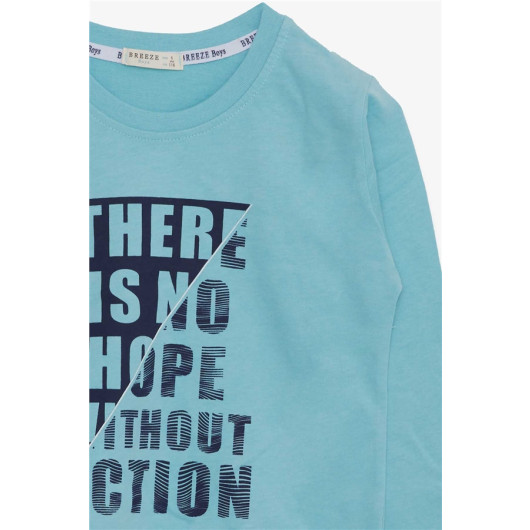 Boys Long Sleeve T-Shirt Light Blue With Text Print (6-12 Ages)