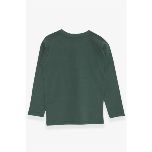 Boys Long Sleeve T-Shirt Printed Khaki Green (6-12 Years)