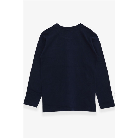 Boys Long Sleeve T-Shirt With Text Print Navy (6-10 Years)