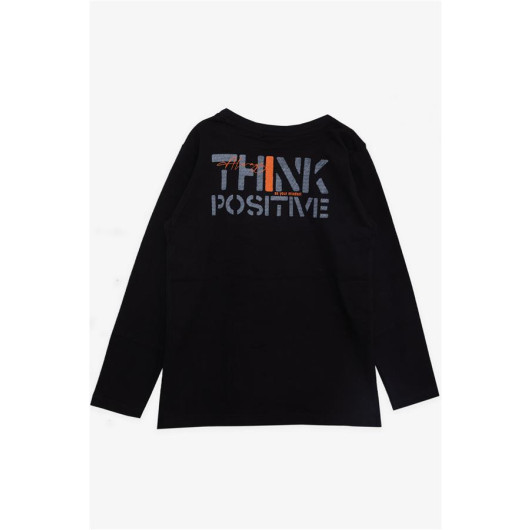 Boy's Long Sleeve T-Shirt Text Printed Black (Ages 6-12)