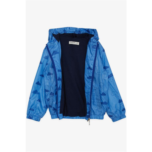 Boy's Raincoat Cloud Patterned Blue (Age 1-6)