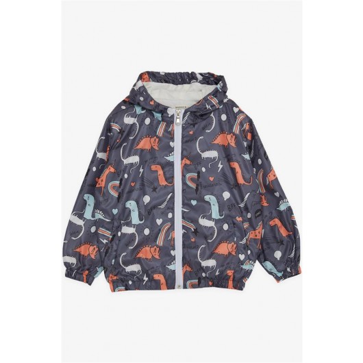 Gray Printed Boy's Raincoat (1-5 Years)