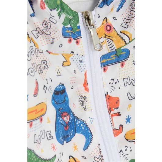 Boy's Raincoat White Color Printed (1-5 Years)