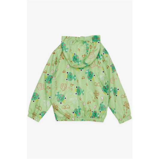 Boy's Raincoat Prince Frog Patterned Pistachio Green (Age 1-5)