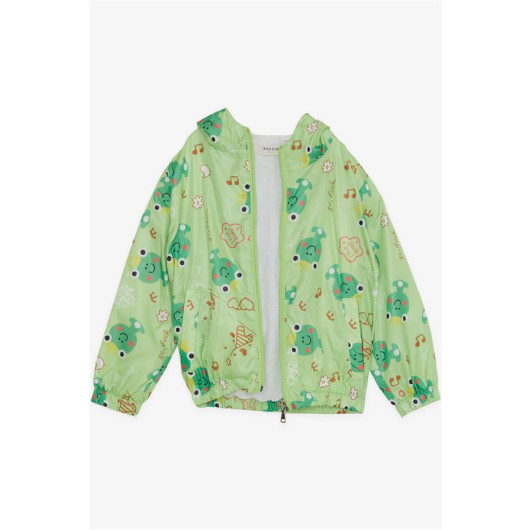 Boy's Raincoat Prince Frog Patterned Pistachio Green (Age 1-5)
