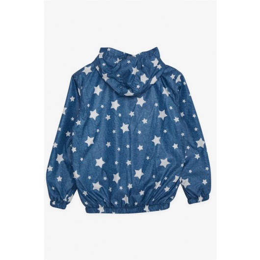 معطف ولادي واق من المطر مطبوع نجوم اللون ازرق غامق (7-10 سنوات)