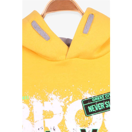 Boys Text Printed Sweatshirt Yellow (9-16 Years)
