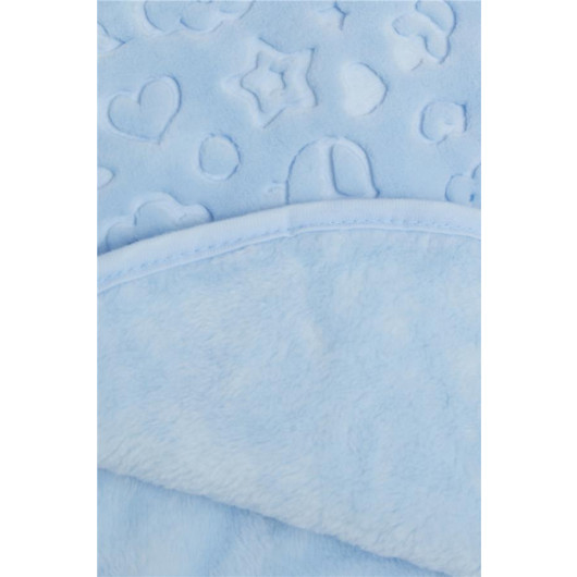 Golden Newborn Baby Blanket Emboss Embossed Pattern Blue