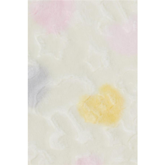 Golden Newborn Baby Blanket Emboss Embossed Colorful Teddy Bear Patterned Cream