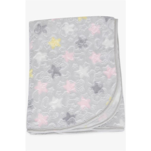 Golden Newborn Baby Blanket Emboss Embossed Colored Star Pattern Gray