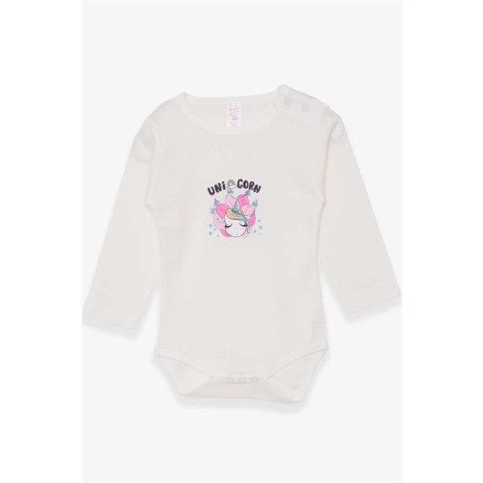 Baby Girl Snap Snap Body Printed Unicorn Ecru (9 Months)