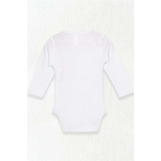 Baby Girl Snap Fastener Body Caticorn Printed White (9 Months)