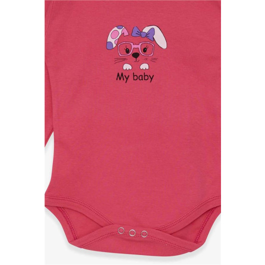 Baby Girl Snap Snap Body Bunny Printed Pink (9 Months-3 Years)