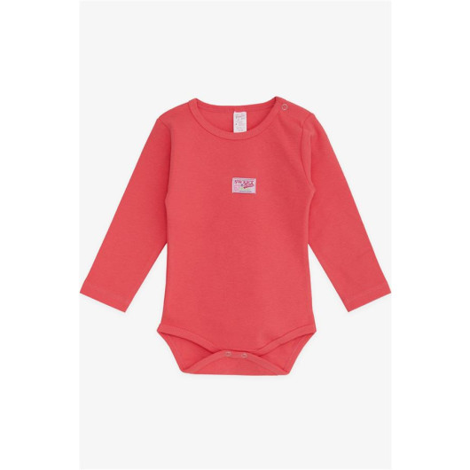 Baby Girl Snap Fastener Body Letter Printed Coral (9 Months-3 Years)