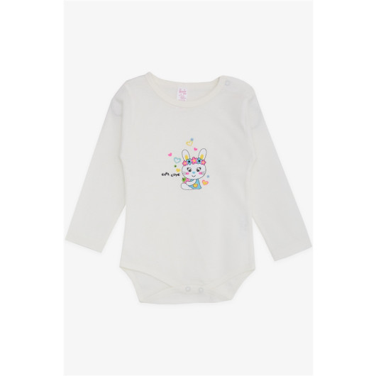 Baby Girl Snap Zipper Body Airy Bunny Printed Ecru (3 Ages)