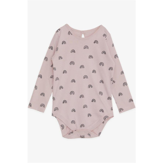 Baby Girl Snap-On Bodysuit Patterned Powder (0-1 Years)