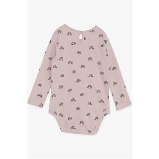 Baby Girl Snap-On Bodysuit Patterned Powder (0-1 Years)