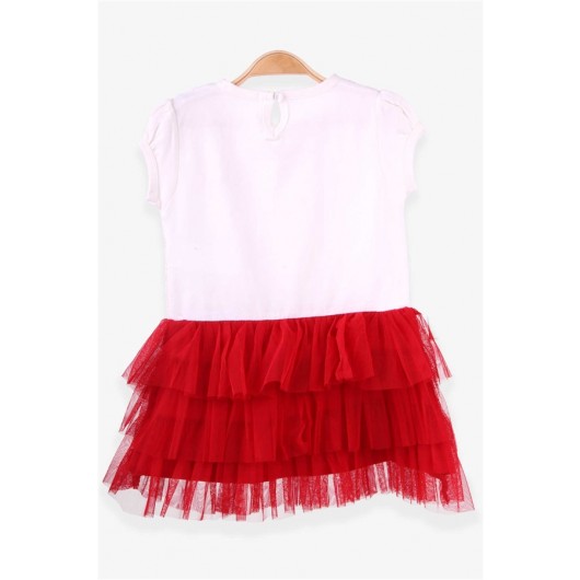 فستان بناتي لحديثات الولادة مزين بالتول لون اكرو (9 اشهر - 3 سنوات)