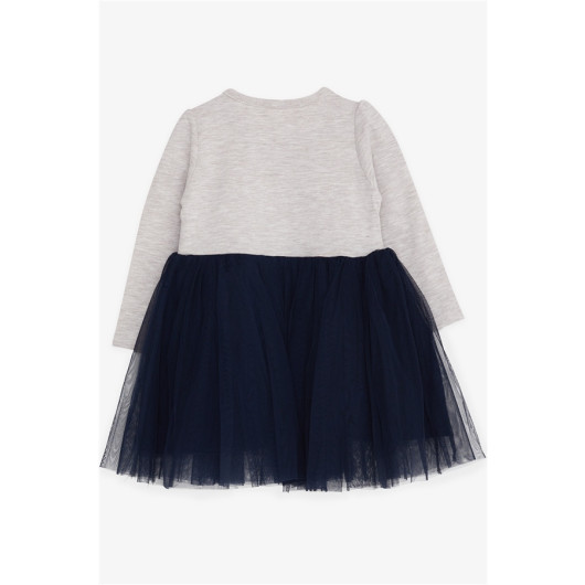 فستان بناتي مزين برسمة يونيكوين لون بيج ميلانج (1.5 - 2 سنوات)