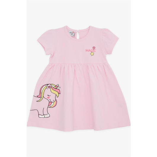 Baby Girl Dress Unicorn Printed Powder (9 Months-1.5 Years)