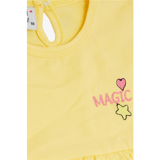 Baby Girl Dress Unicorn Printed Yellow (9 Months-3 Years)