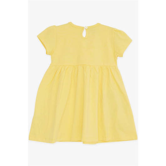 فستان بناتي لحديثات الولادة مزين برسمة يونيكورن لون اصفر (9 اشهر -3 سنوات)