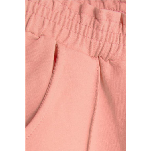 Baby Girl Sweatpants Salmon With Elastic Waist Pocket (1 Age)